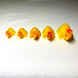 Vintage Marble Carved turtle family. Unique. Cute. Orange yellow. Set of 5